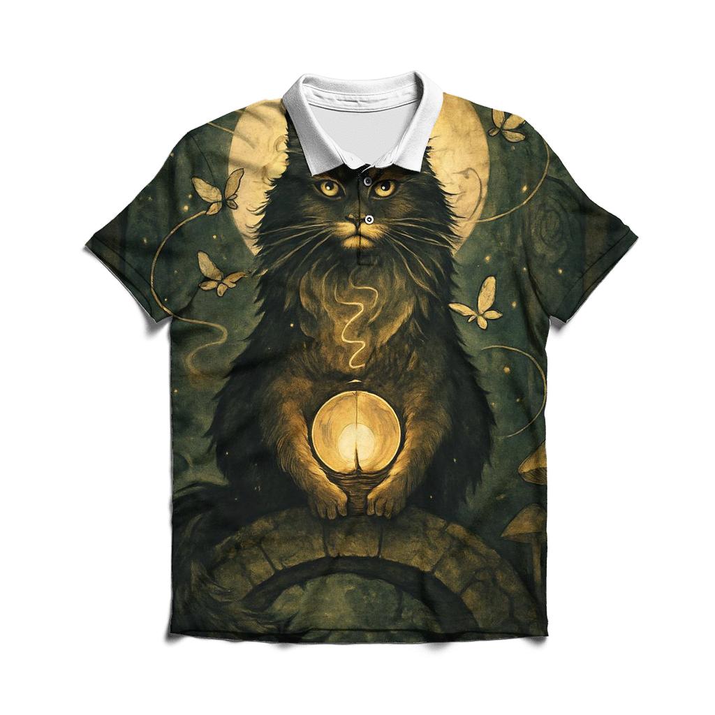 Moth Lantern Guardian Cat custom polo shirts