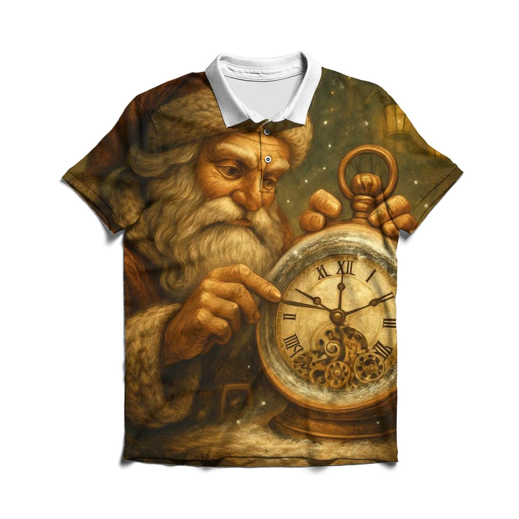 Frosted Workshop Clockmaker Santa embroidered polo tops