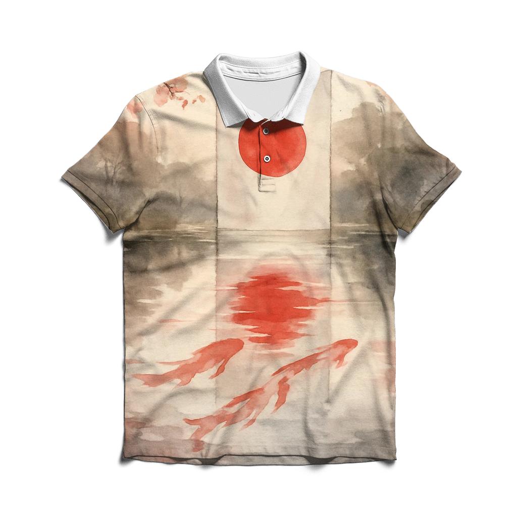 Japan Koi Silk Dawn casual sports polo shirts