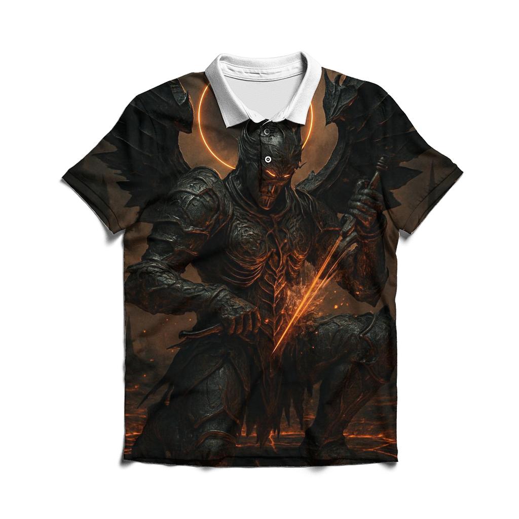 Obsidian Seraph Of The Volcanic Eclipse premium cotton polo shirts