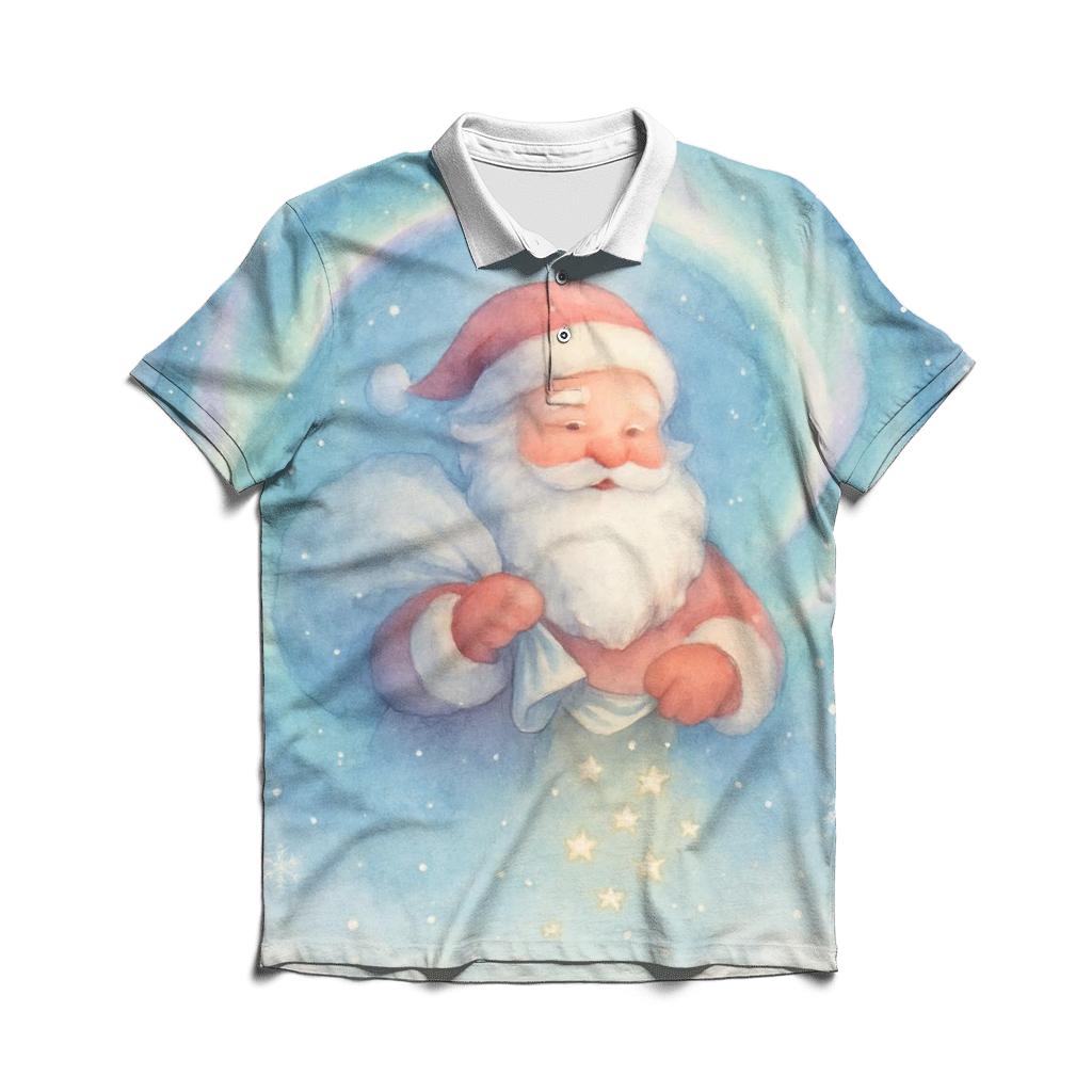 Dreamy Watercolor Aurora Santa branded logo polo shirts