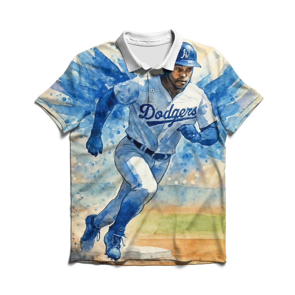 Watercolor Motion Wings Of The Rally Runner designer slim fit polos