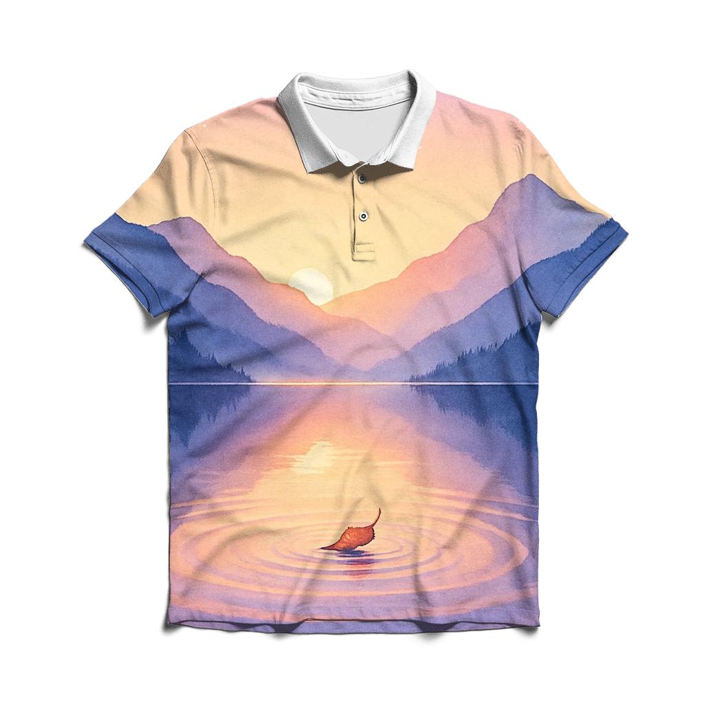 Lavender Lake Mirror Bloom embroidered polo tops