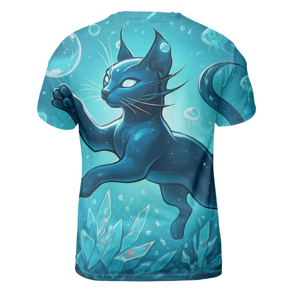 The Glass Reef Cat artistic all-over print tops