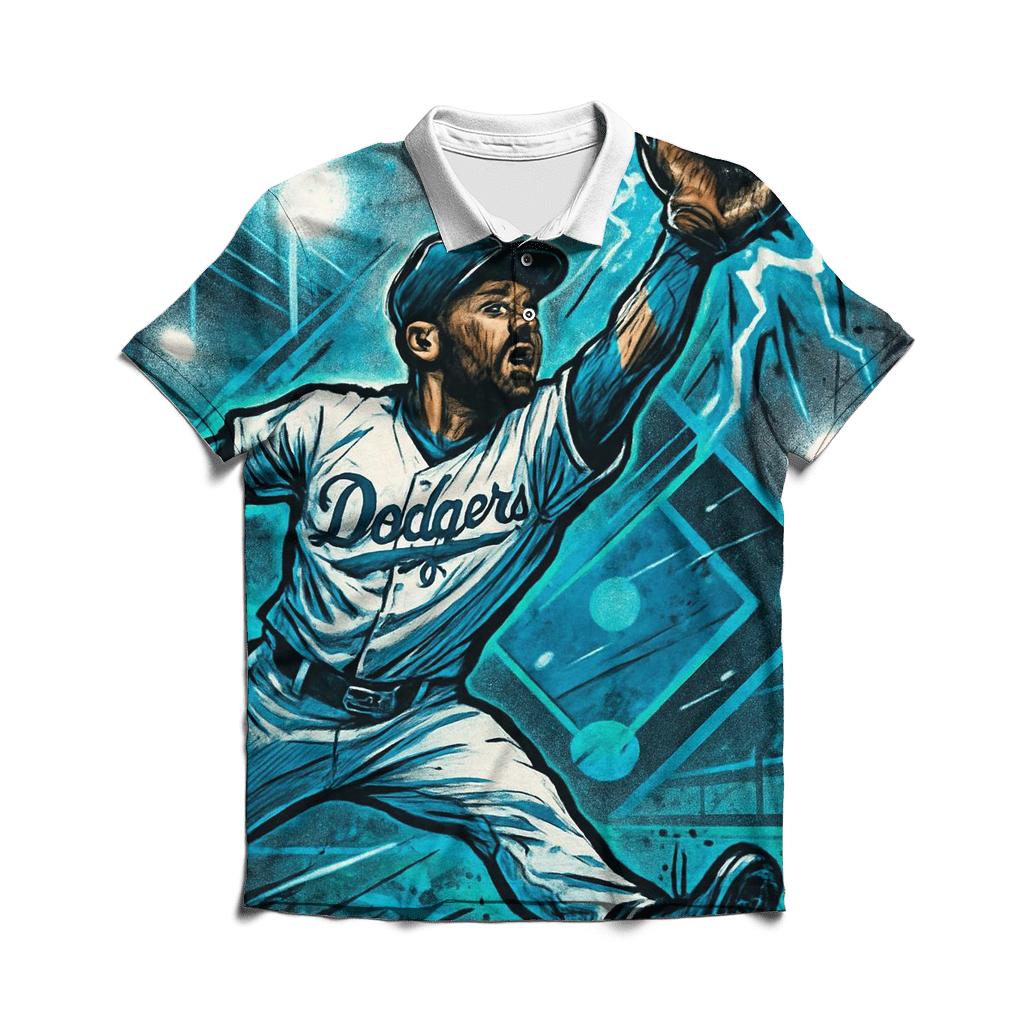 Graffiti Glove Catch Under Electric Blue Spotlights premium cotton polo shirts