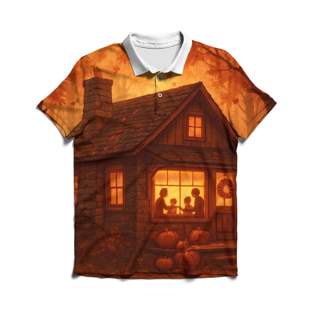 Maple Cabin Gratitude Glow embroidered polo tops