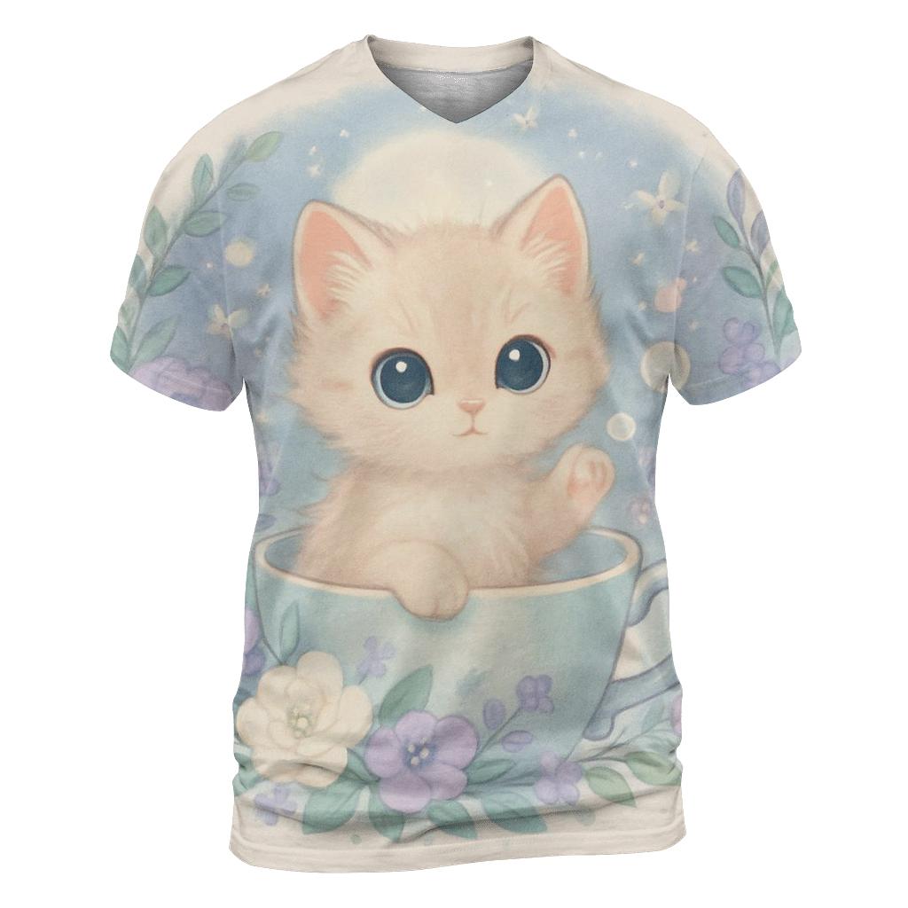 Moonlit Teacup Kitten Garden custom all-over print shirts
