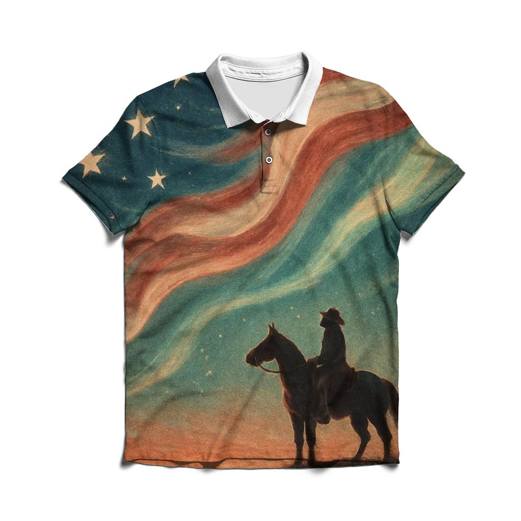 Prairie Night Flag Constellation premium cotton polo shirts