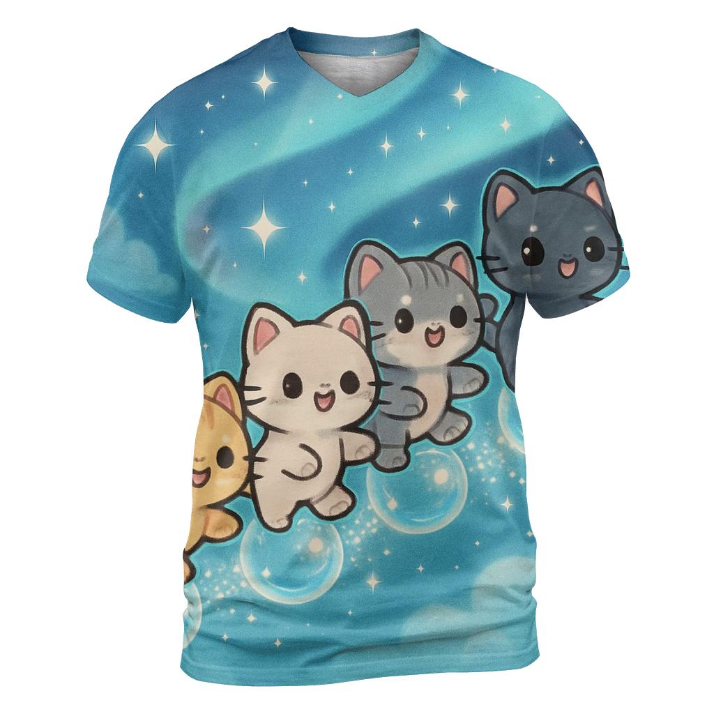 Aurora Bubble Parade Kittens unique graphic print tees