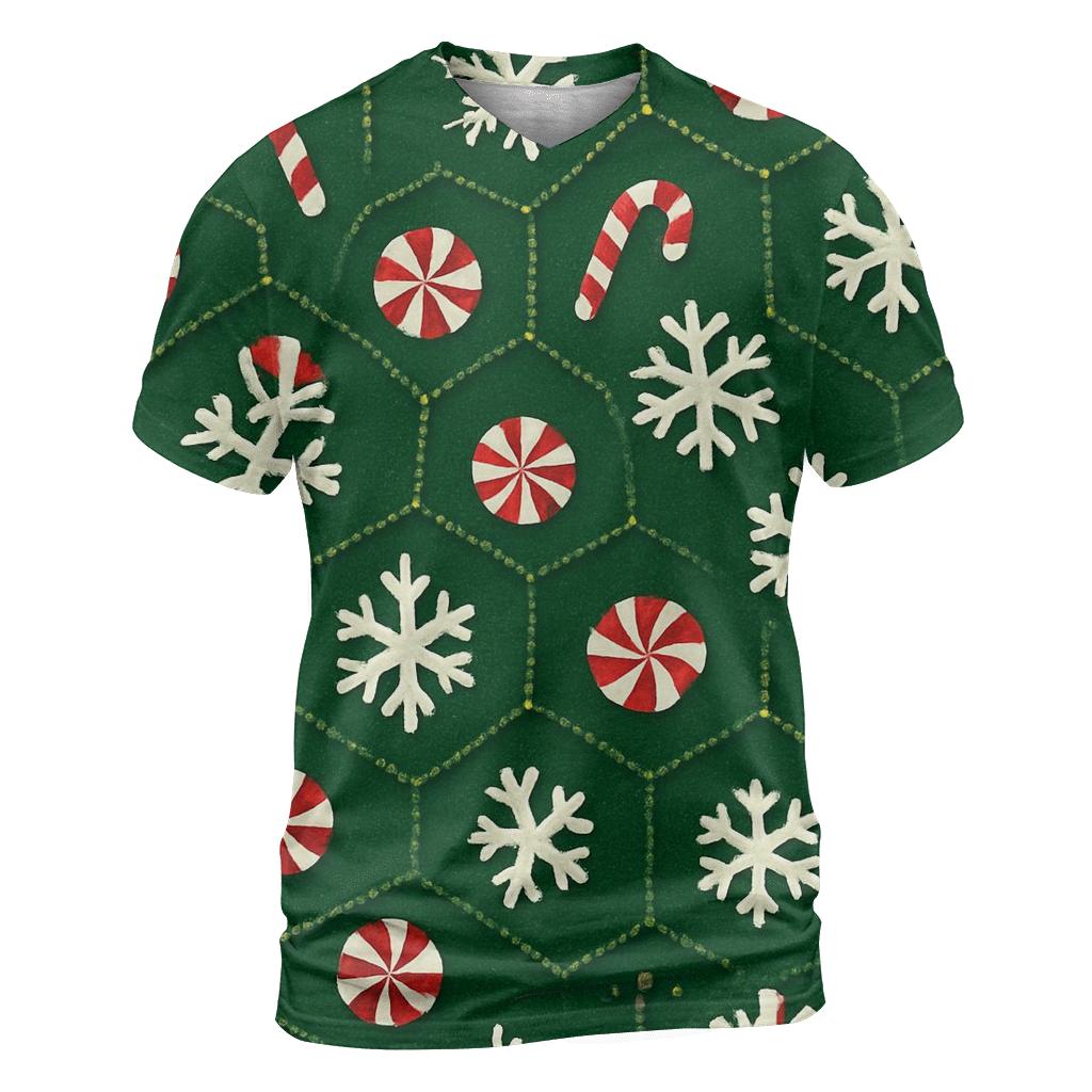 Peppermint Snowflake Hex Tessellation custom all-over print shirts