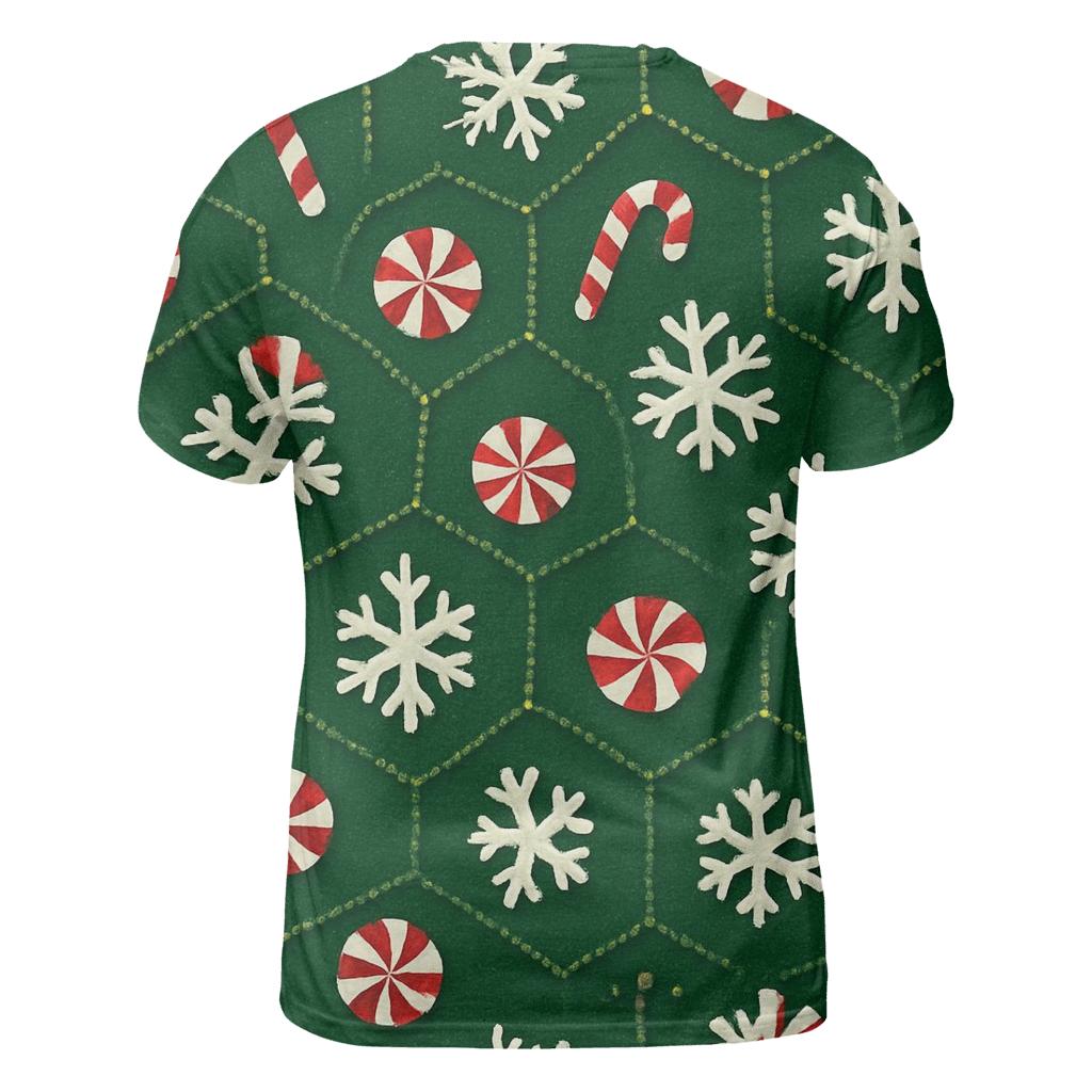 Peppermint Snowflake Hex Tessellation custom all-over print shirts