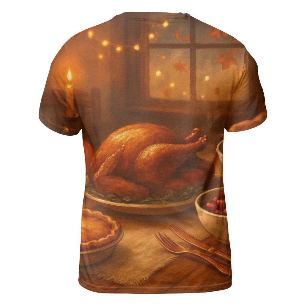Candlelit Harvest Table Stillness vibrant all-over design tees