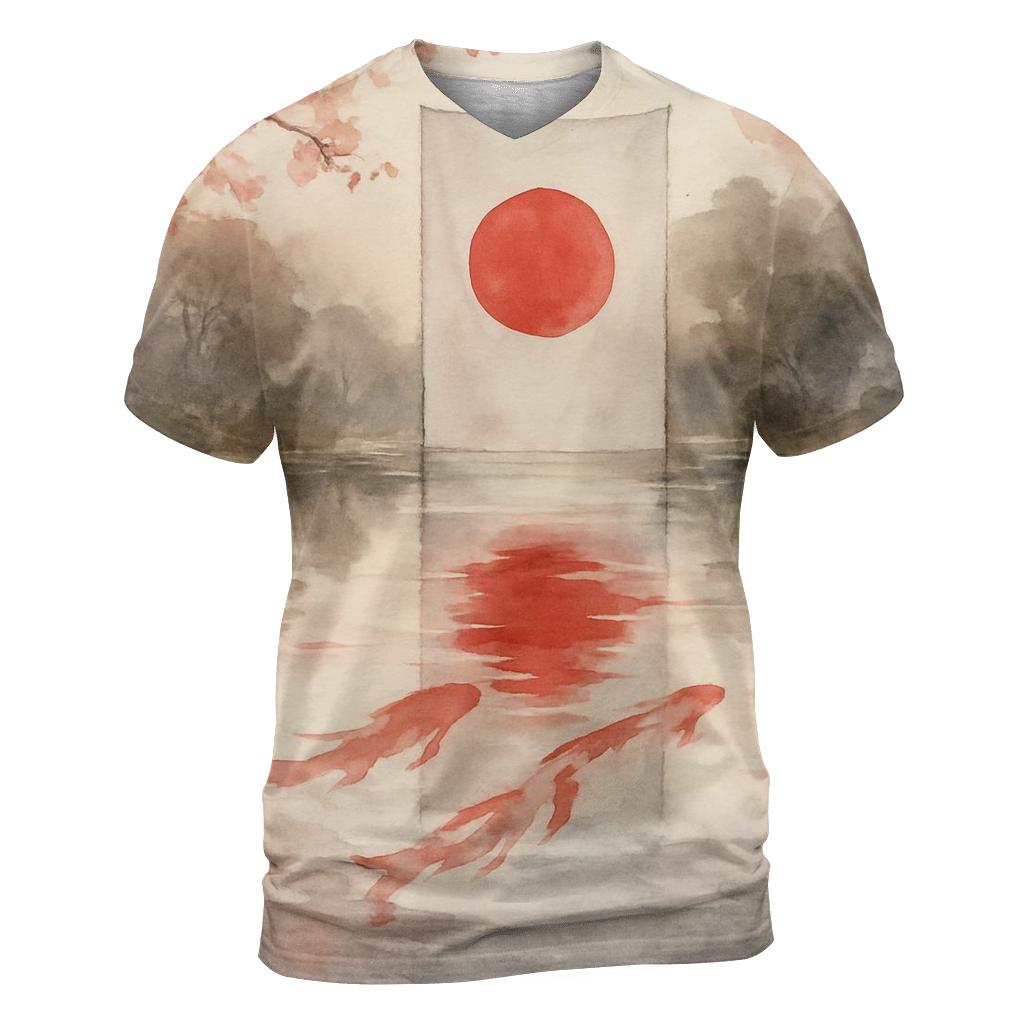 Japan Koi Silk Dawn creative print fashion shirts