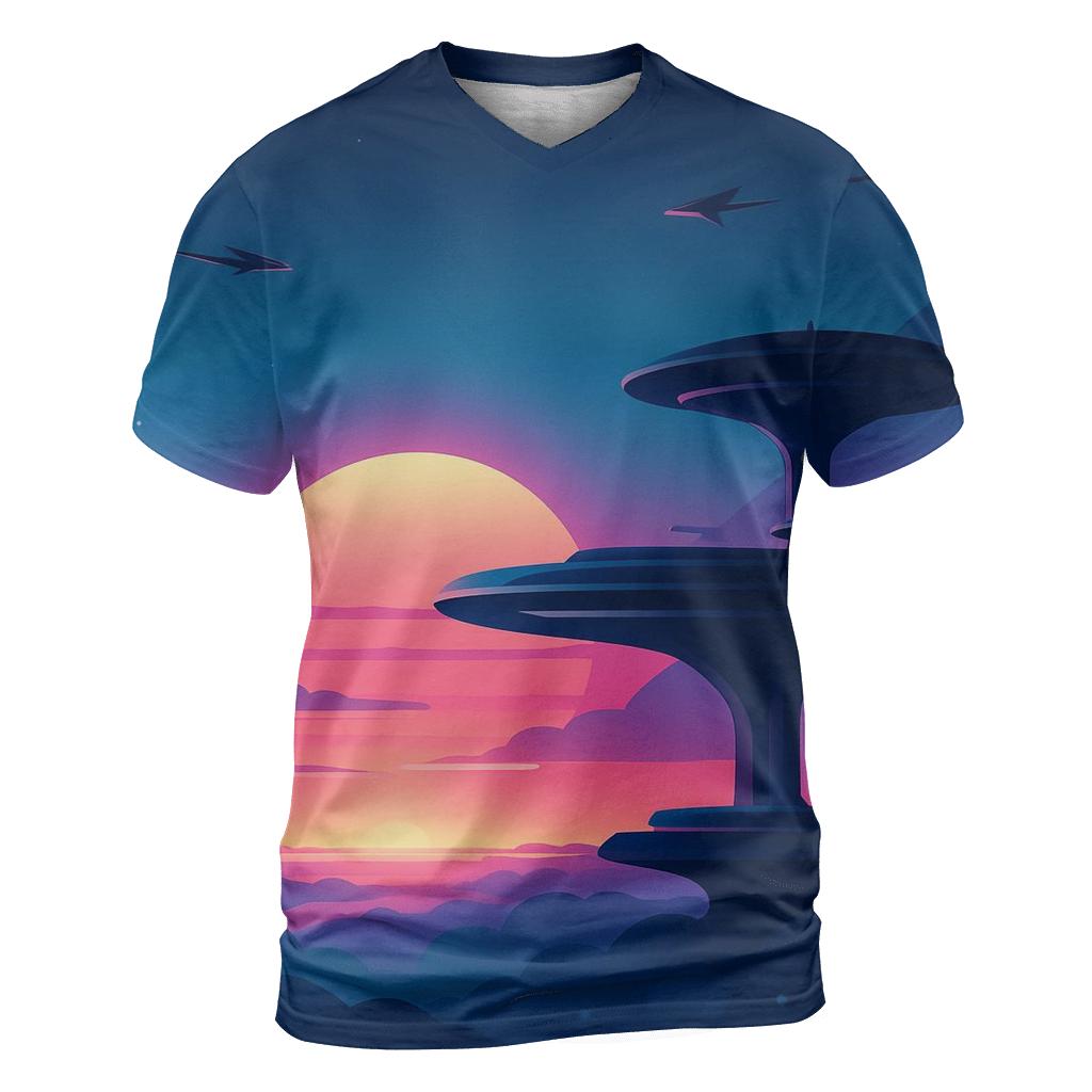 Vapor Sky Harbor Dusk creative print fashion shirts