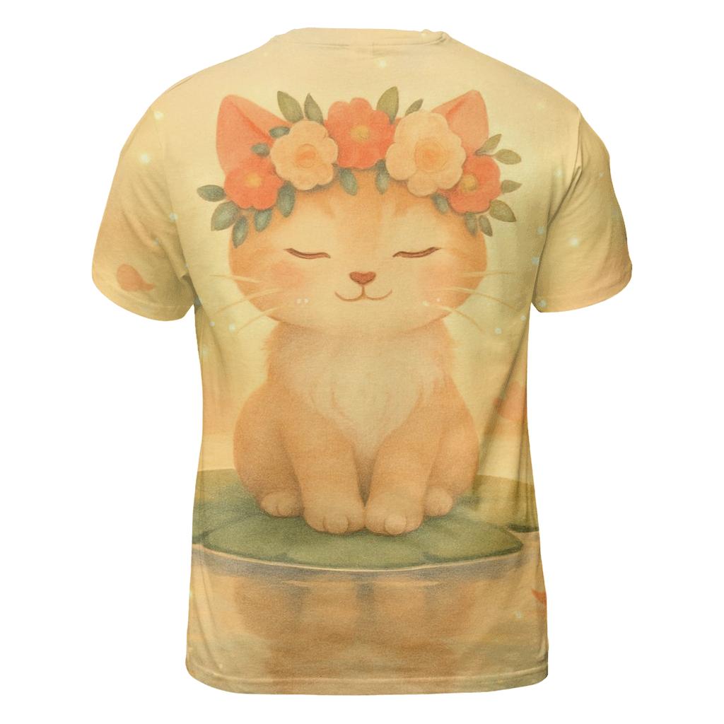 Sunrise Blossom Crown Dream Cat artistic all-over print tops