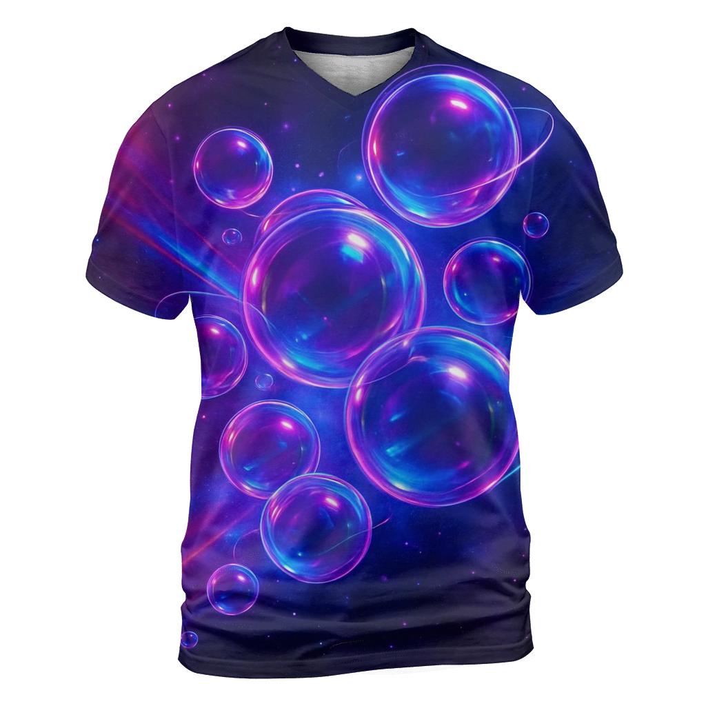 Neon Orbit Bloom artistic all-over print tops