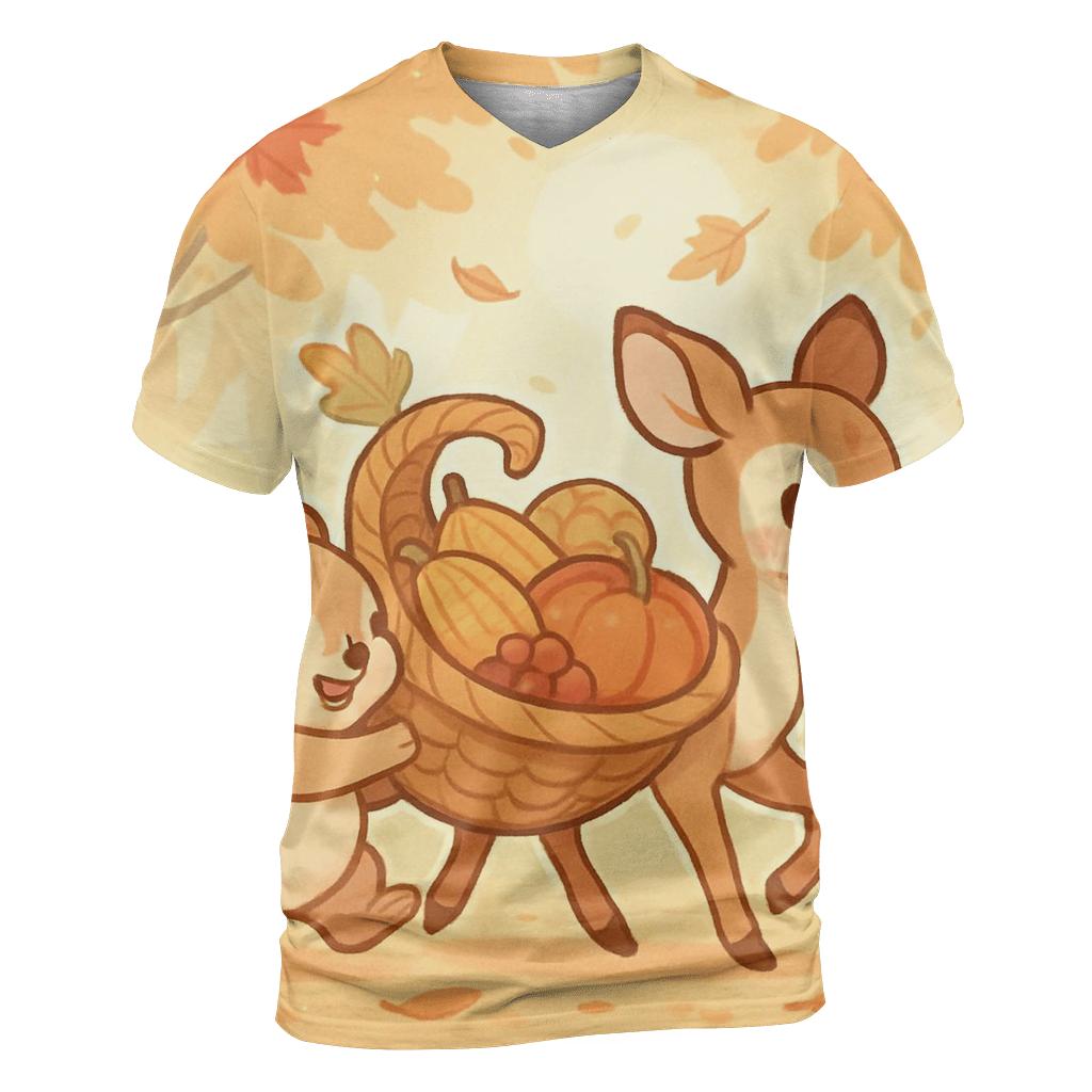 Woodland Friends Cornucopia Parade trendy printed shirt styles