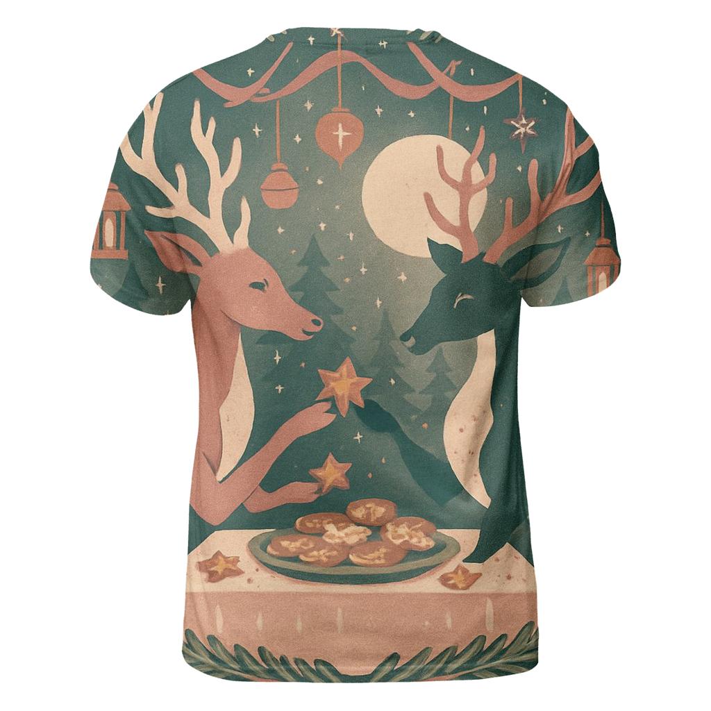 Reindeer Cookie Swap Night vibrant all-over design tees