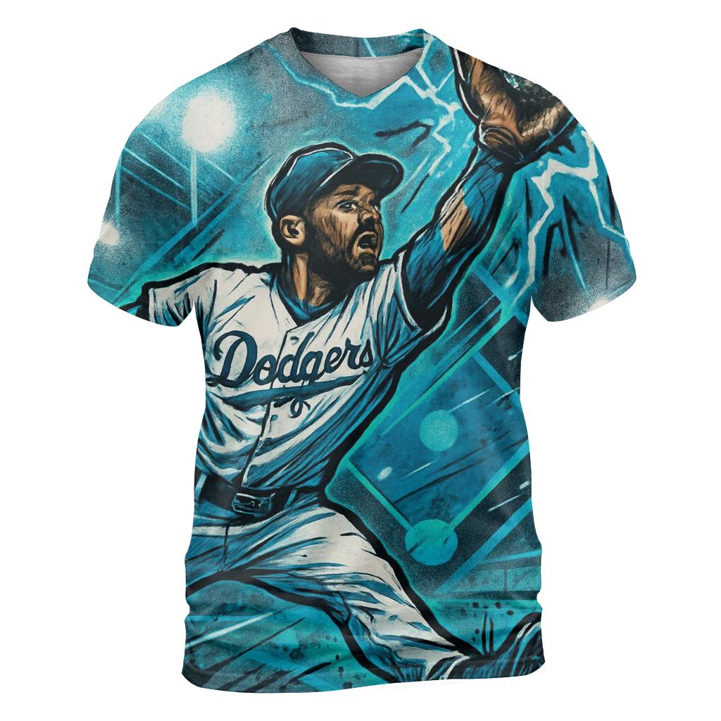 Graffiti Glove Catch Under Electric Blue Spotlights artistic all-over print tops