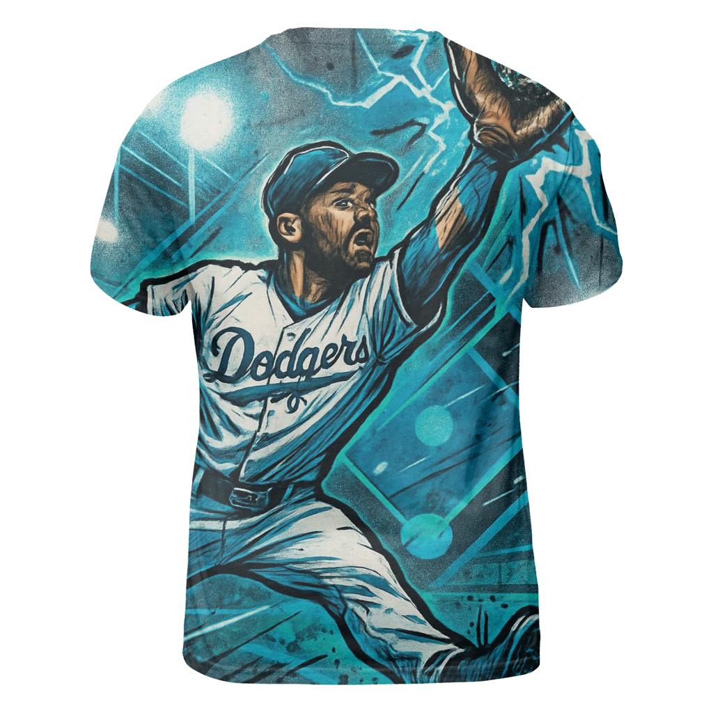 Graffiti Glove Catch Under Electric Blue Spotlights artistic all-over print tops