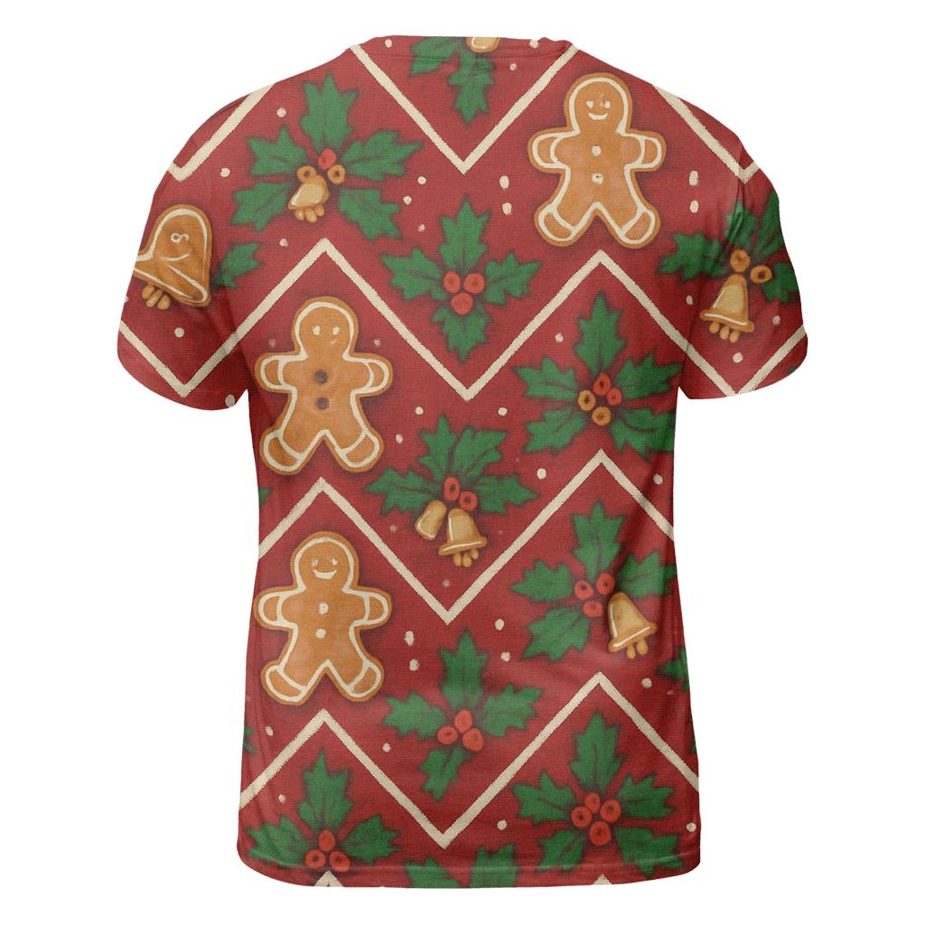 Gingerbread Holly Chevron Wrap Pattern creative print fashion shirts