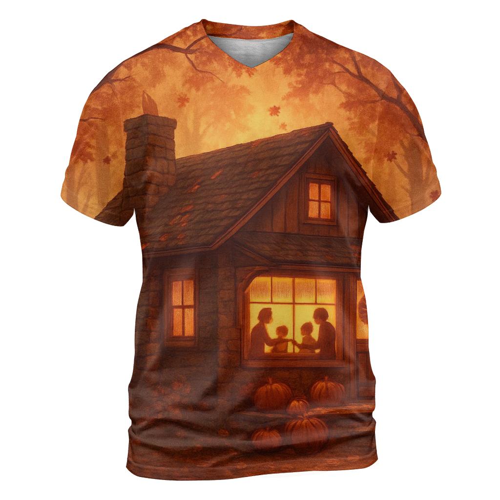 Maple Cabin Gratitude Glow artistic all-over print tops