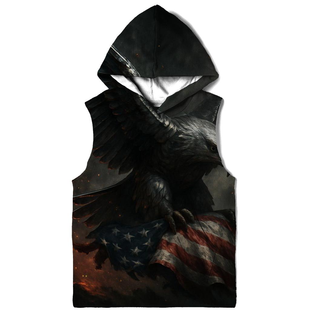 Steel Eagle Over Shattered Stripes embroidered hoodies