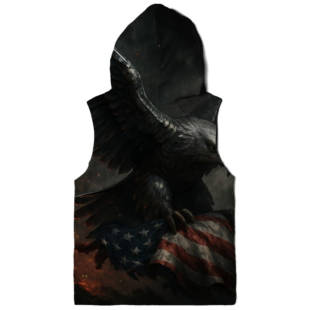 Steel Eagle Over Shattered Stripes embroidered hoodies