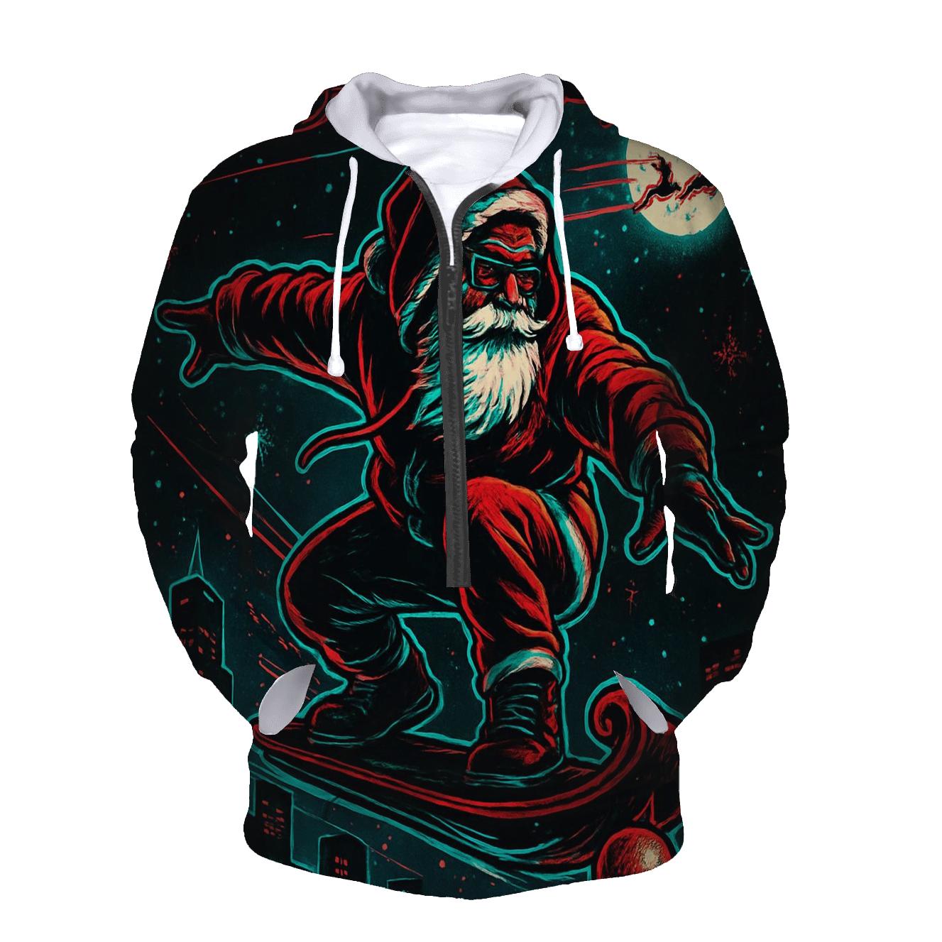 Neon Night Sleigh Rider Santa hoodie styles