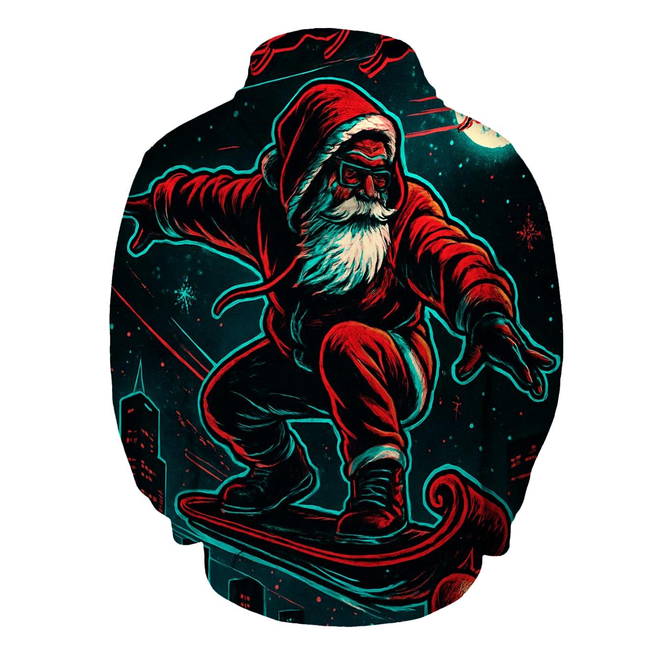 Neon Night Sleigh Rider Santa hoodie styles