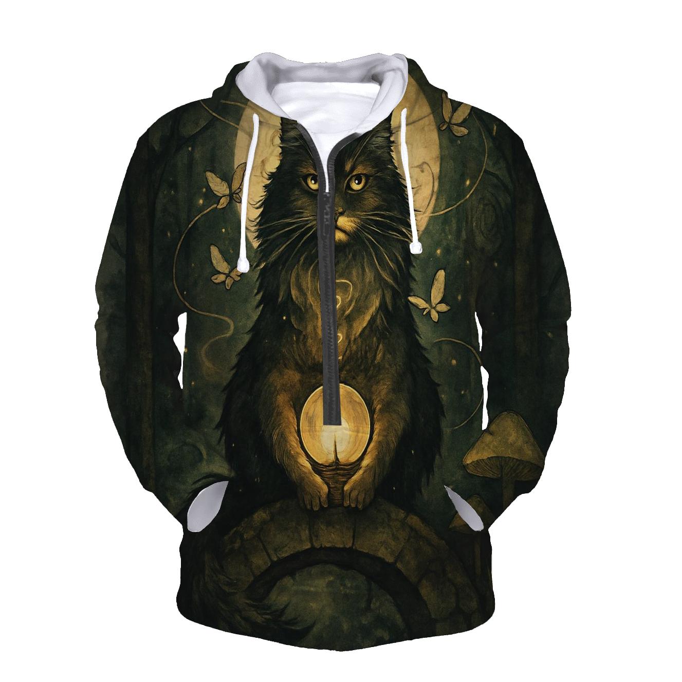 Moth Lantern Guardian Cat printed hoodies