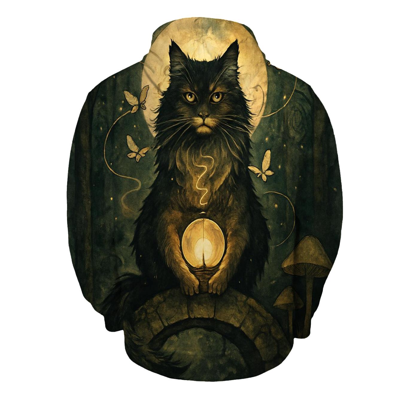 Moth Lantern Guardian Cat printed hoodies