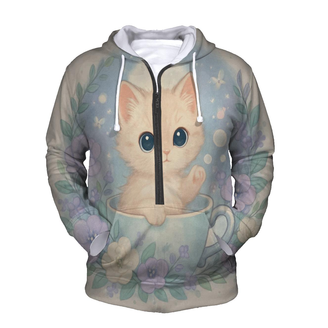 Moonlit Teacup Kitten Garden custom hoodies