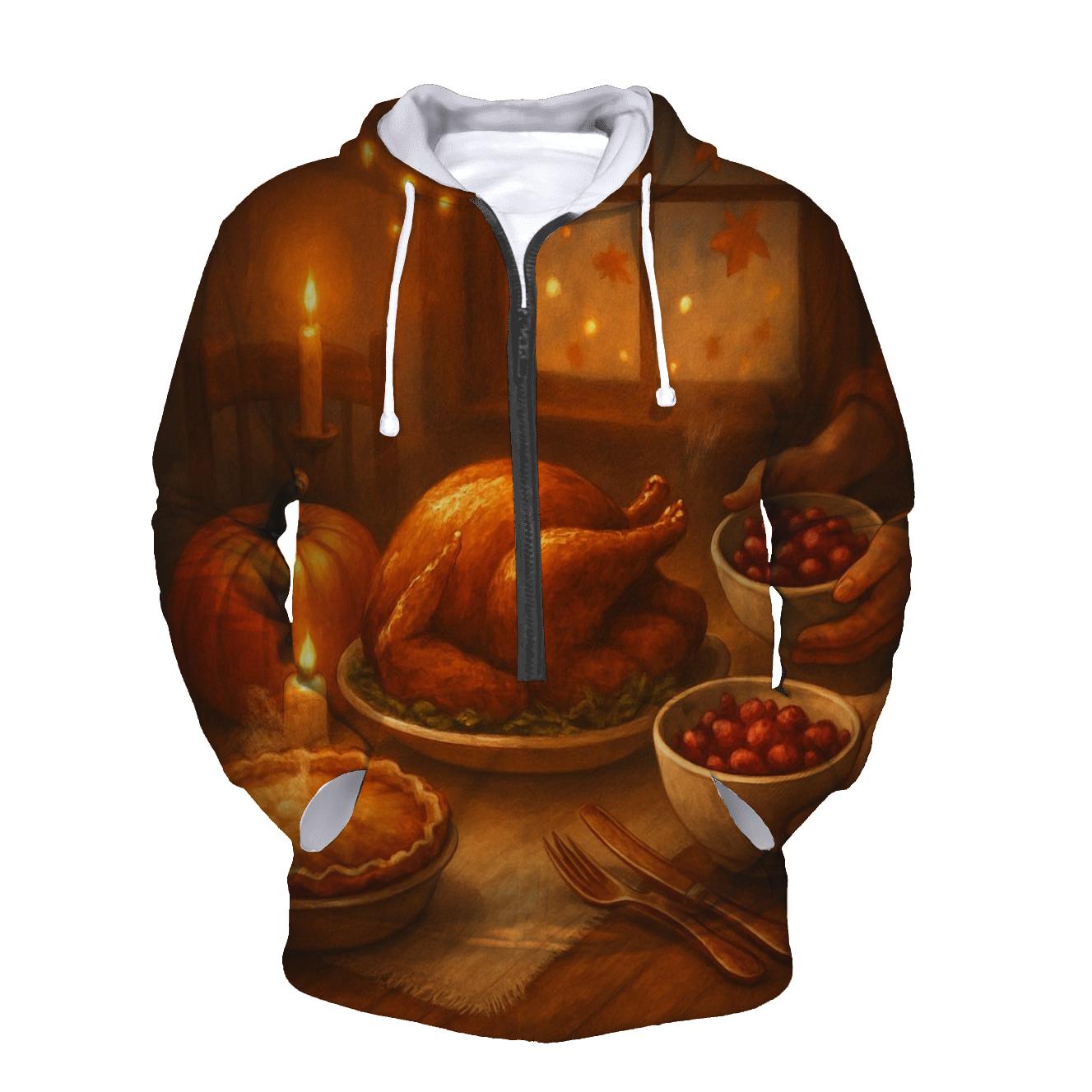 Candlelit Harvest Table Stillness zip-up hoodies