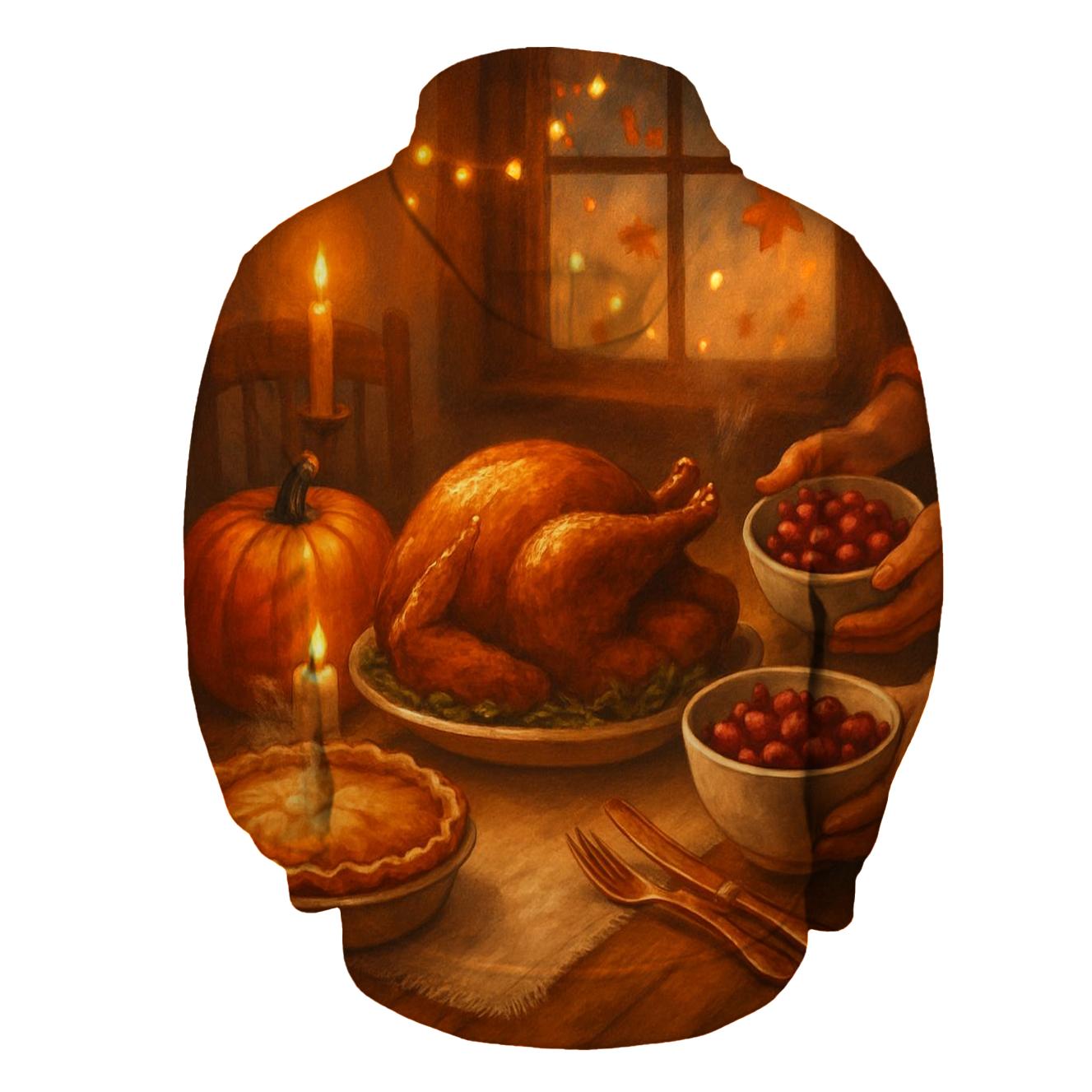 Candlelit Harvest Table Stillness zip-up hoodies