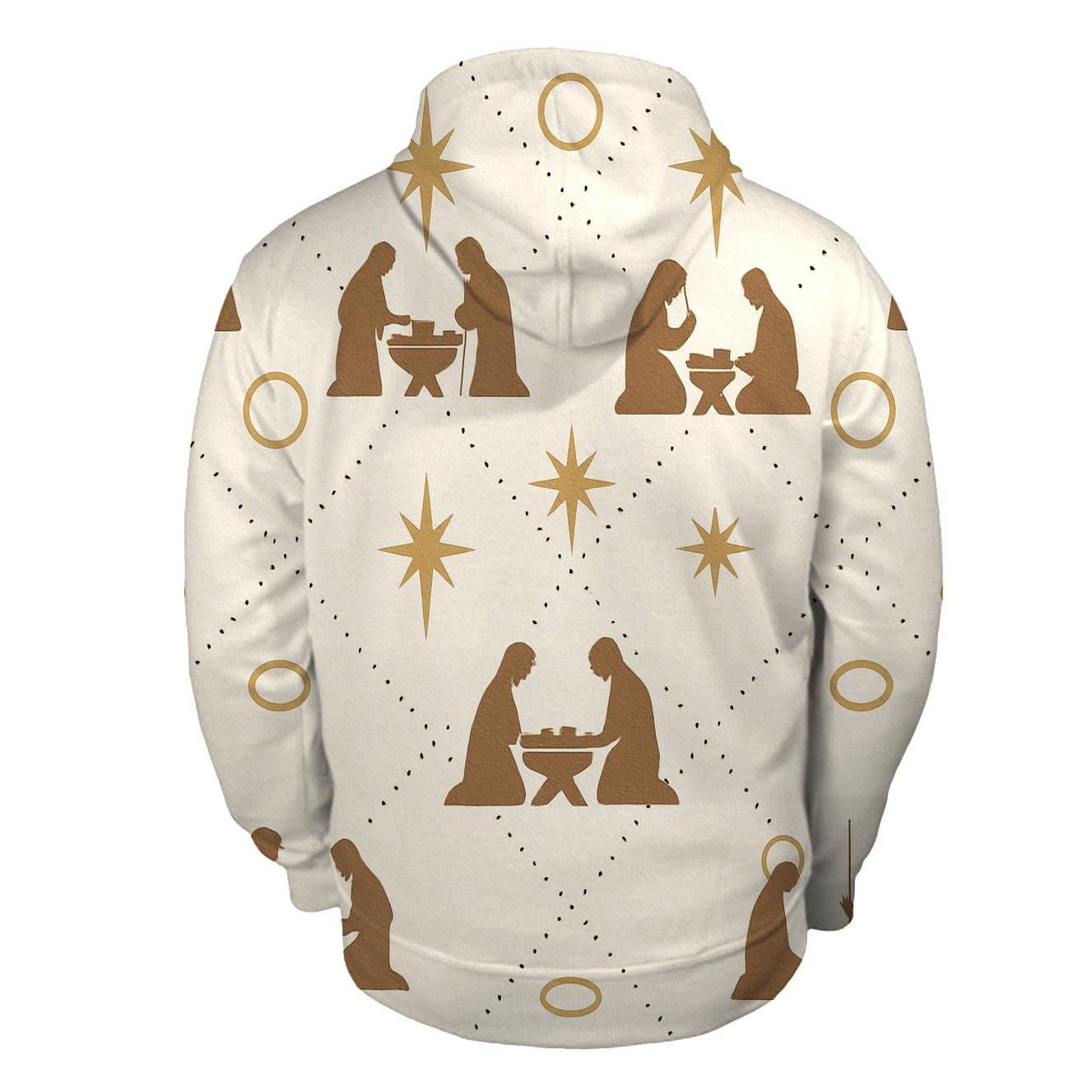 Ivory Nativity Lattice Minimal Repeat printed hoodies