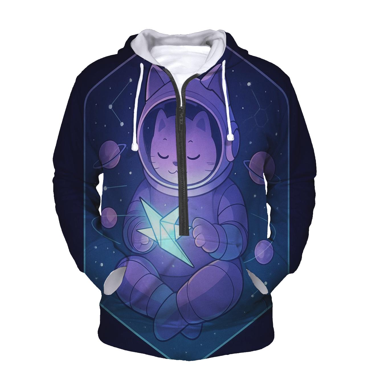 Starlit Origami Astronaut Cat heavyweight hoodies