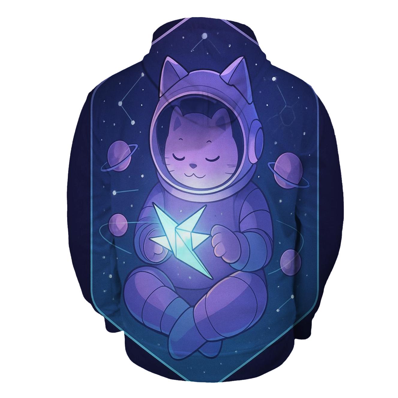 Starlit Origami Astronaut Cat heavyweight hoodies