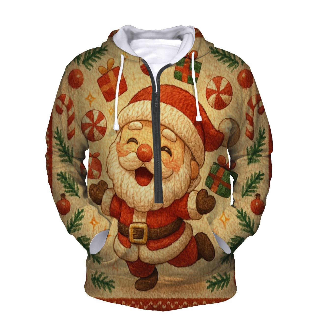 Knitted Candy Cane Chaos Santa hoodie trends