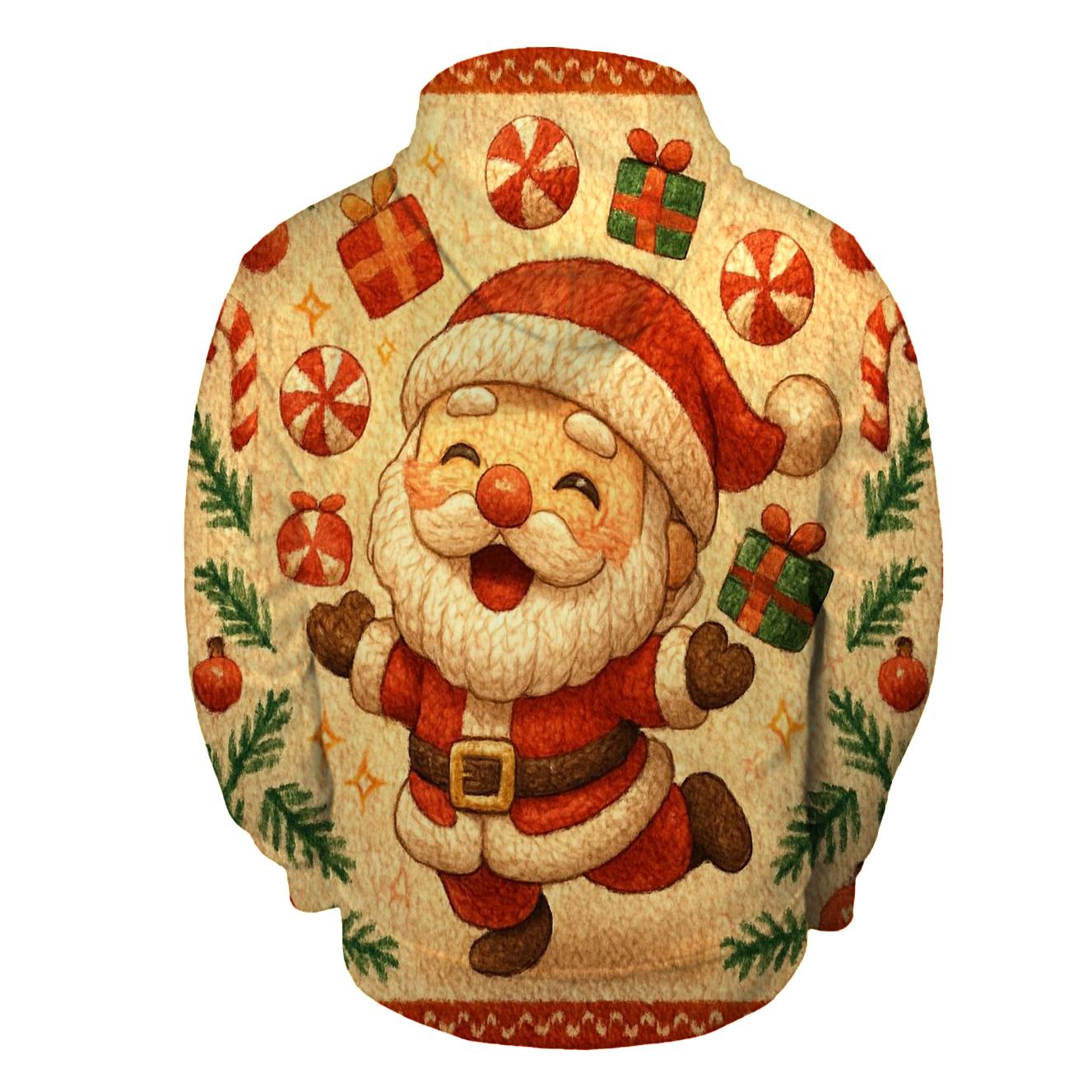 Knitted Candy Cane Chaos Santa hoodie trends