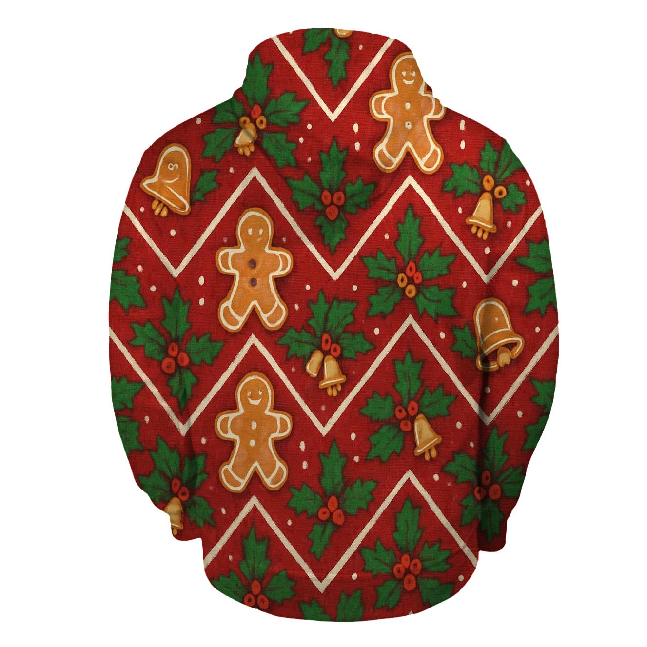 Gingerbread Holly Chevron Wrap Pattern embroidered hoodies