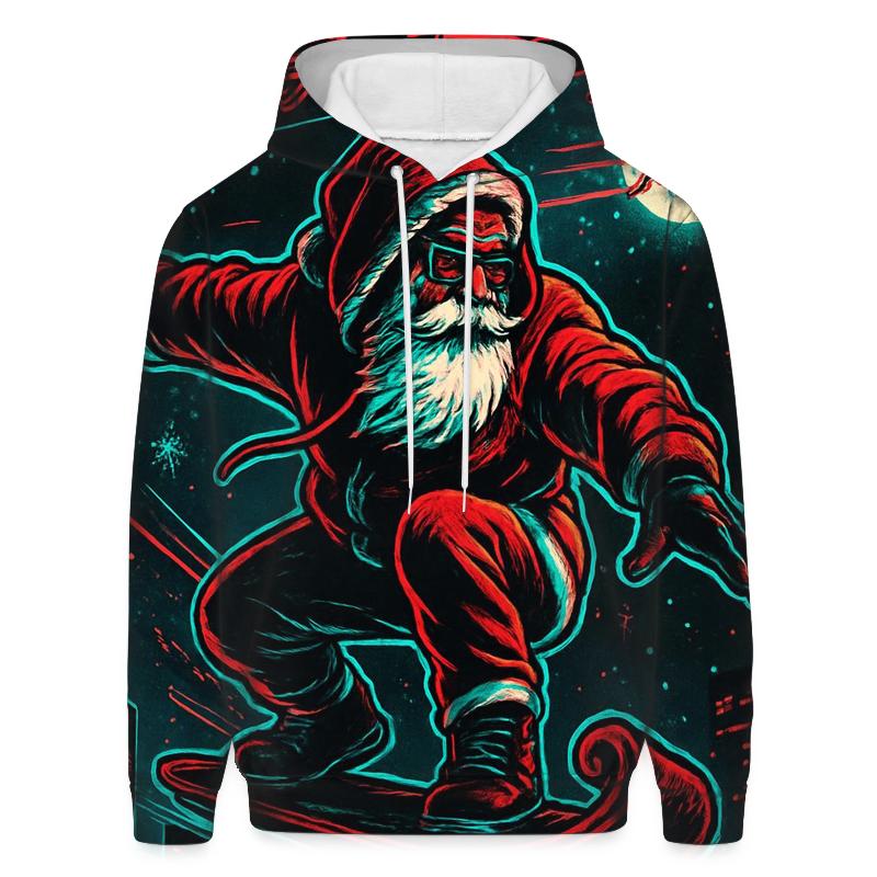 Neon Night Sleigh Rider Santa pullover hoodies