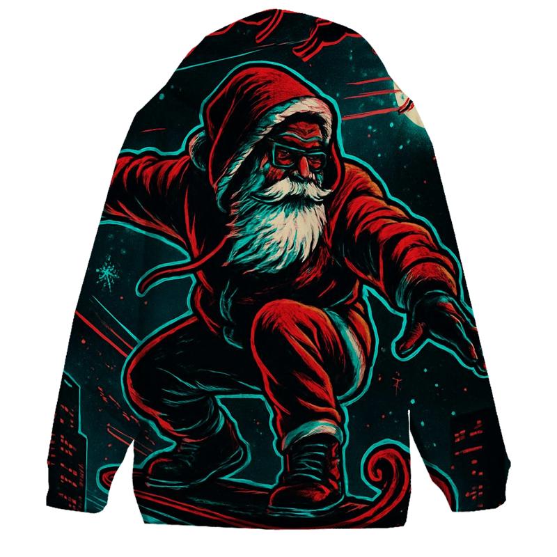 Neon Night Sleigh Rider Santa pullover hoodies