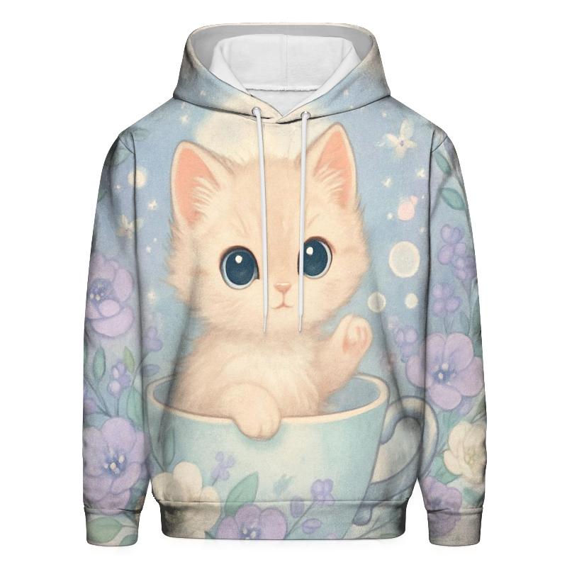 Moonlit Teacup Kitten Garden pullover hoodies