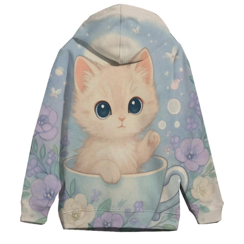 Moonlit Teacup Kitten Garden pullover hoodies