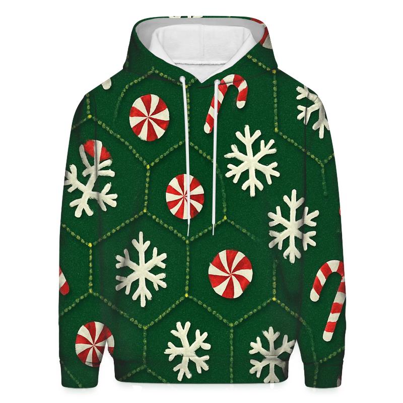 Peppermint Snowflake Hex Tessellation premium hoodies