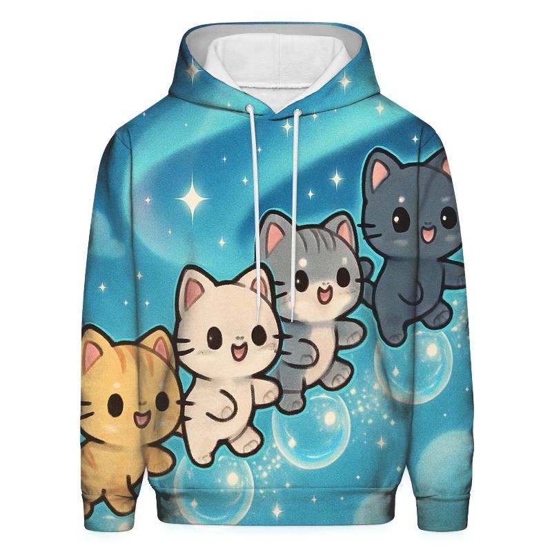 Aurora Bubble Parade Kittens printed hoodies