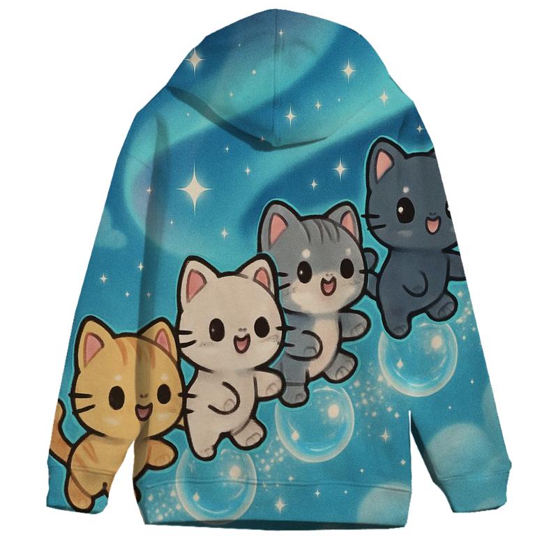 Aurora Bubble Parade Kittens printed hoodies