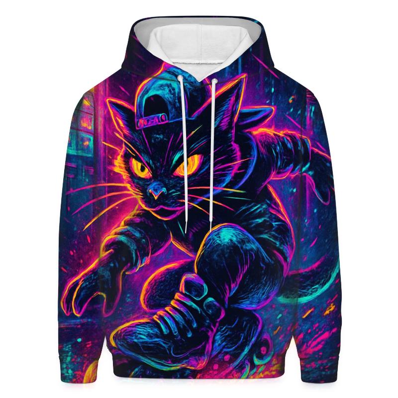 Neon Alley Roller Cat zip-up hoodies
