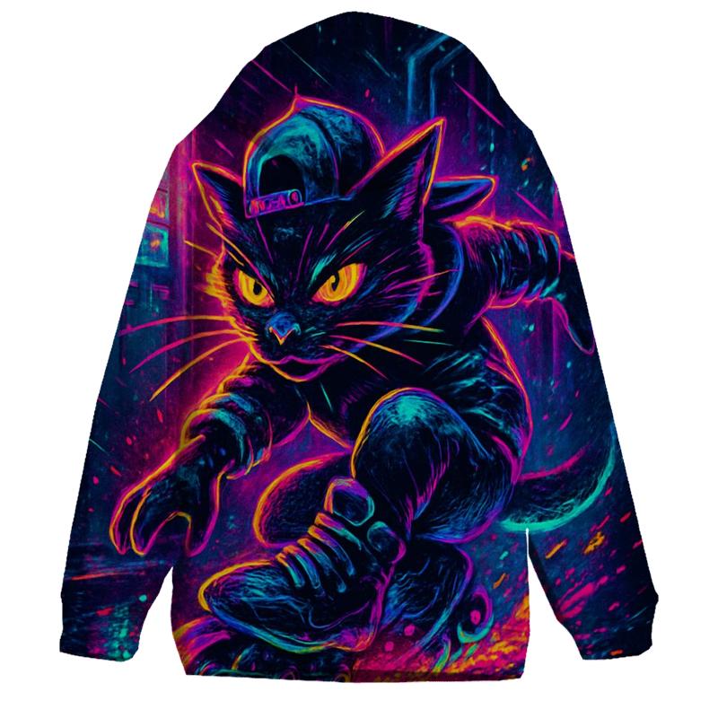 Neon Alley Roller Cat zip-up hoodies
